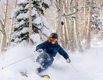 skiing powder in aspen